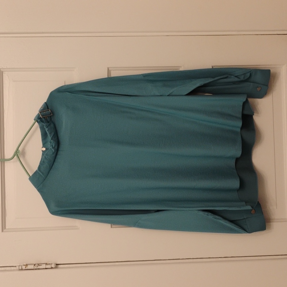 Large, teal Tibi blouse